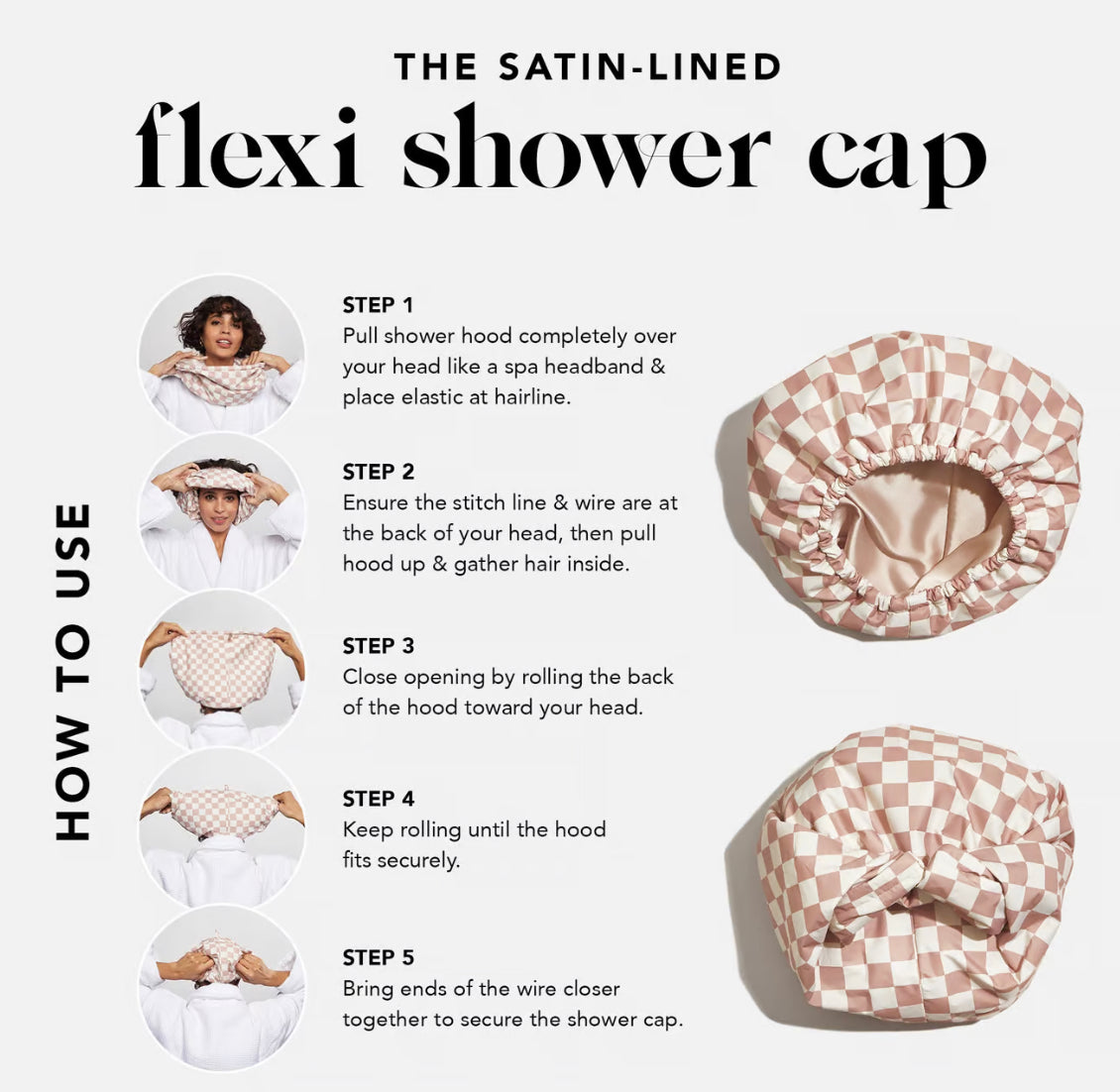 Satin Lined Luxury Shower Cap - Posie